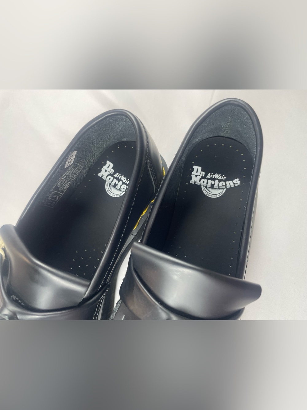 Dr. Martens Black Leather Tassel Loafers with Yellow Stitching - Picture 9 of 11